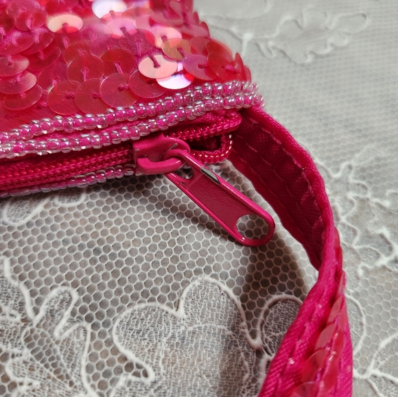 Pink Sequin DISNEY PRINCESS Small Bag Purse Gift Card Holder Coin Purse - Picture 7 of 10